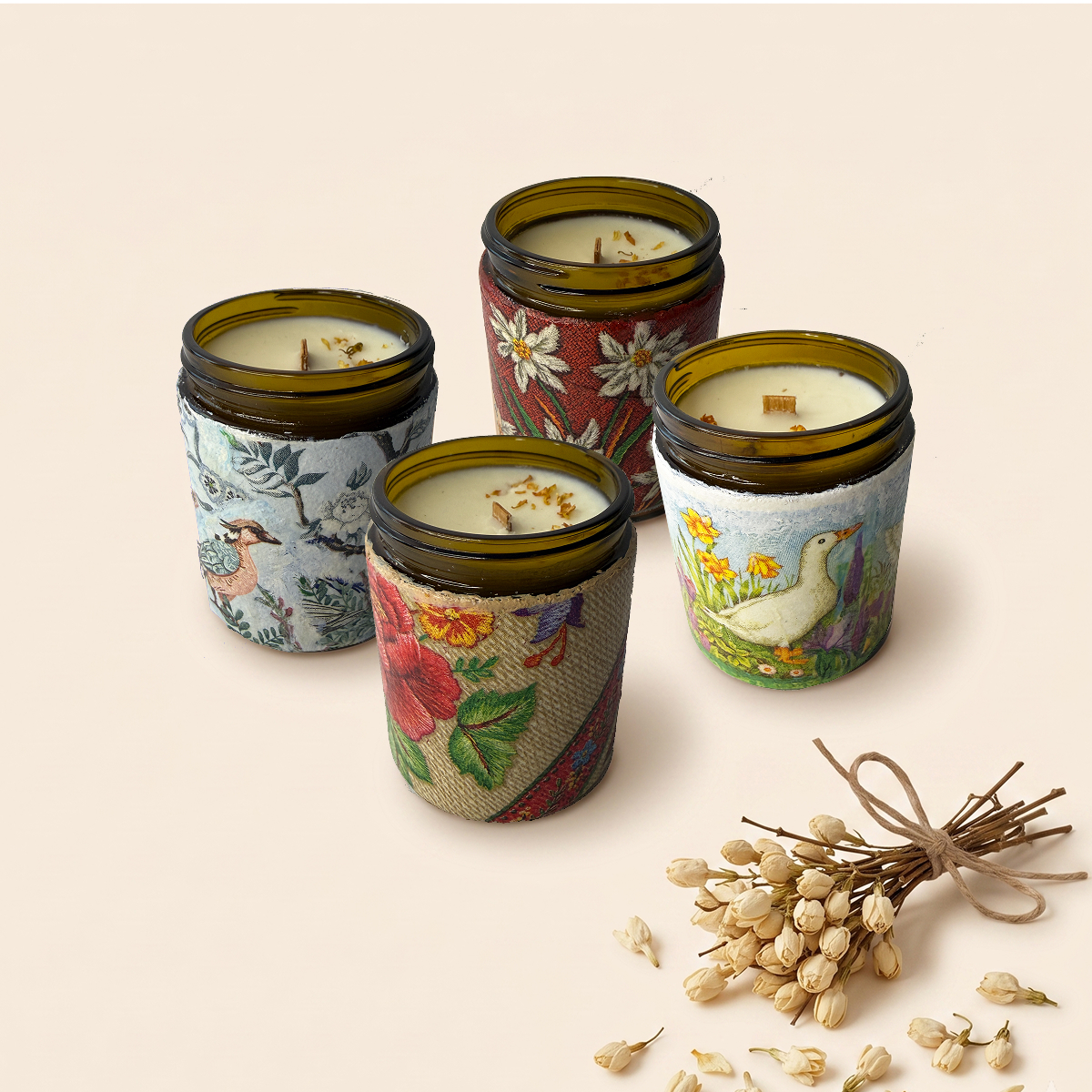 Świeca w słoiczku "Jaśminowy Dotyk" - Jaśmin | 180 ml (decoupage)