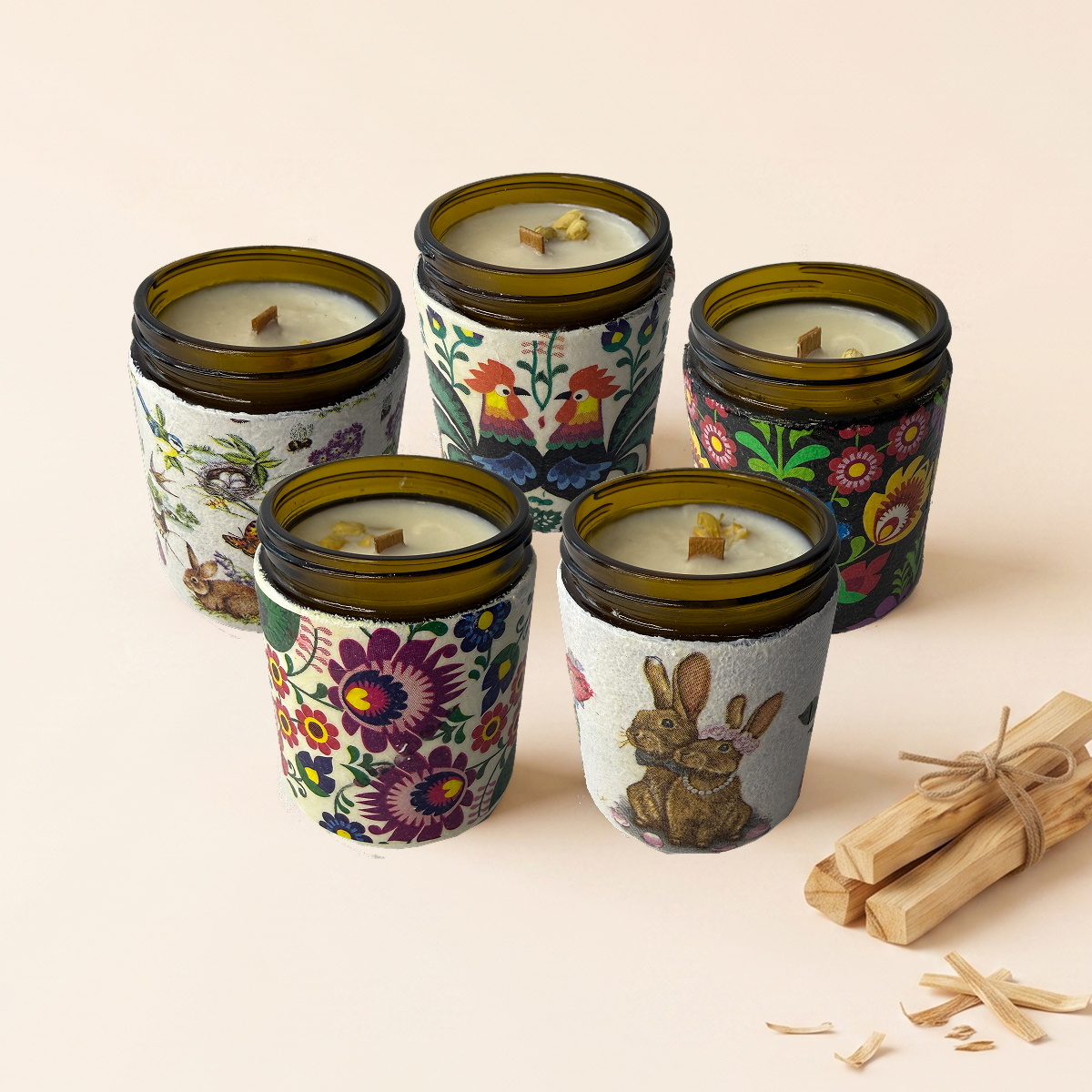 Świeca w słoiczku „Rytuał" – Palo Santo | 180 ml (decoupage)